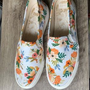 Keds Rifle Paper Meadow Sneaker orange flowers 9.5